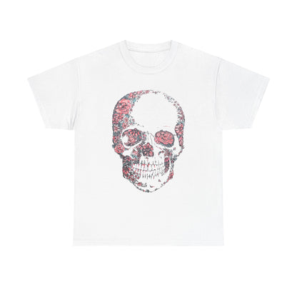 Sketched Floral Skull Tee — Vintage Gothic Skull T-Shirt