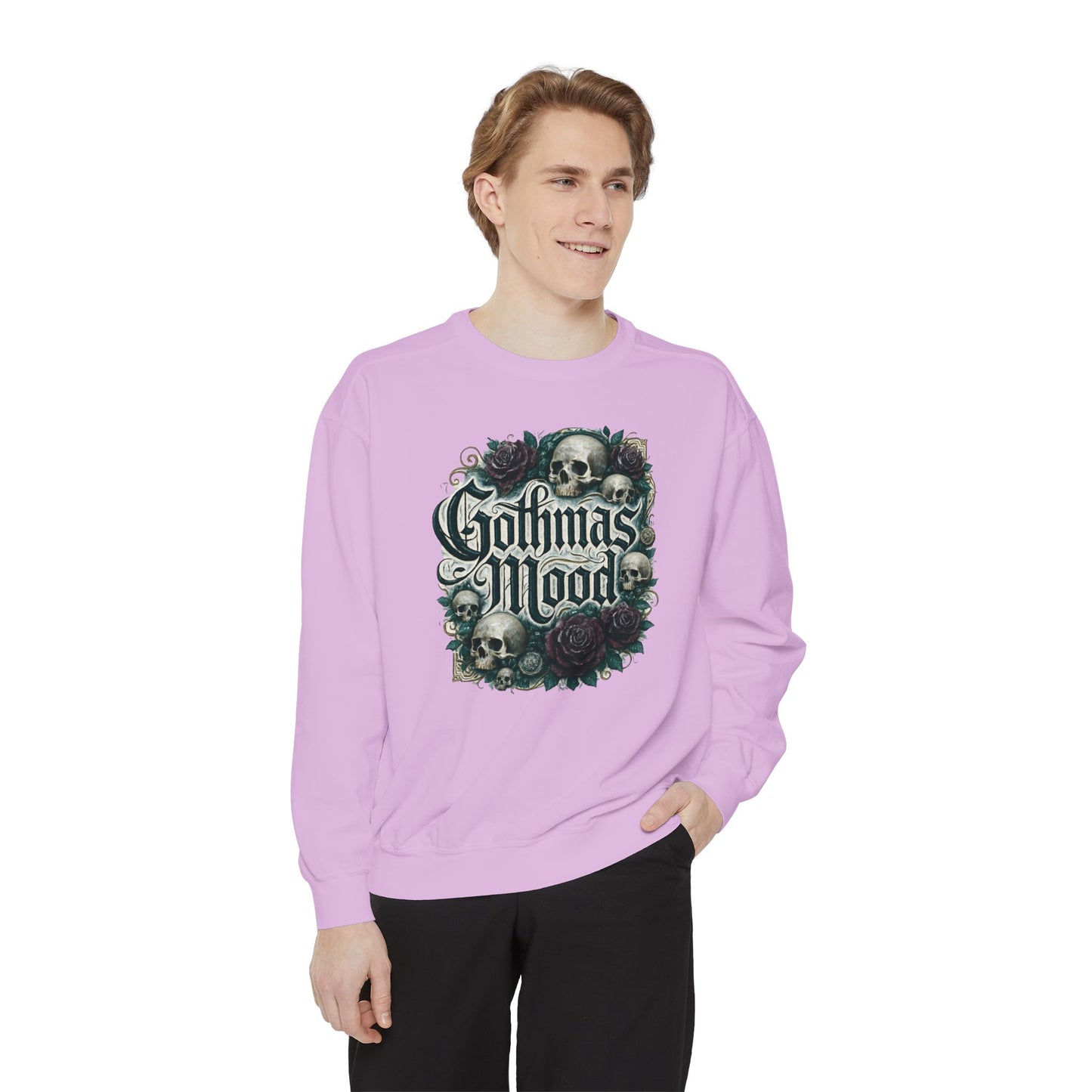 Gothmas Mood Sweatshirt — Gothic Skull & Roses Holiday Pullover