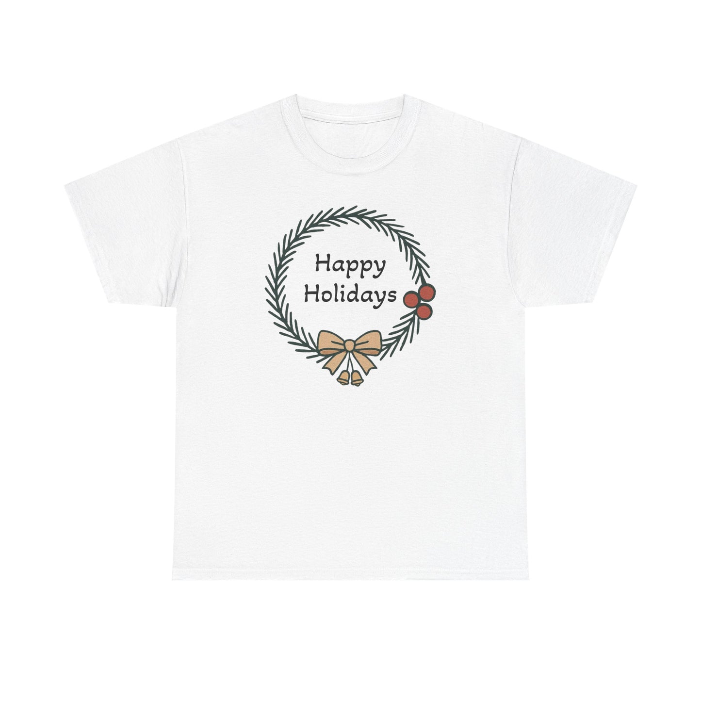 Happy Holiday Wreath, Unisex Heavy Cotton Tee