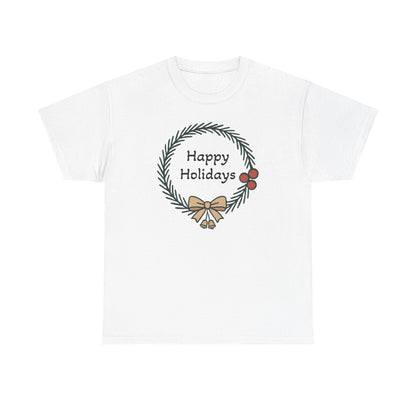 Happy Holiday Wreath, Unisex Heavy Cotton Tee