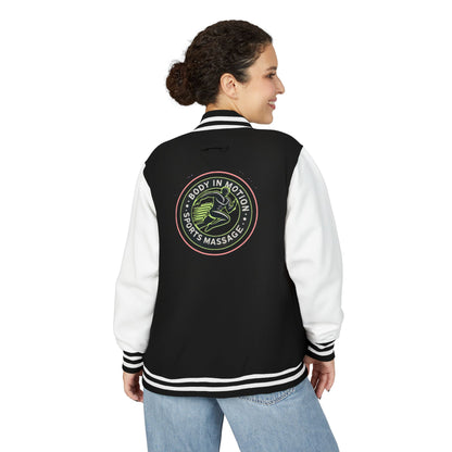 Sports Massage, Letterman Jacket — 'Body in Motion Sports Massage' Neon Logo