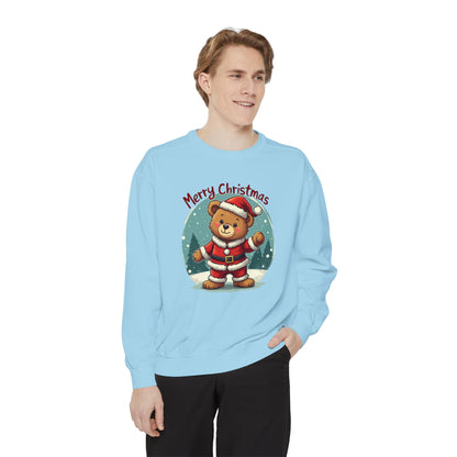 Christmas Bear, Unisex Garment-Dyed Sweatshirt