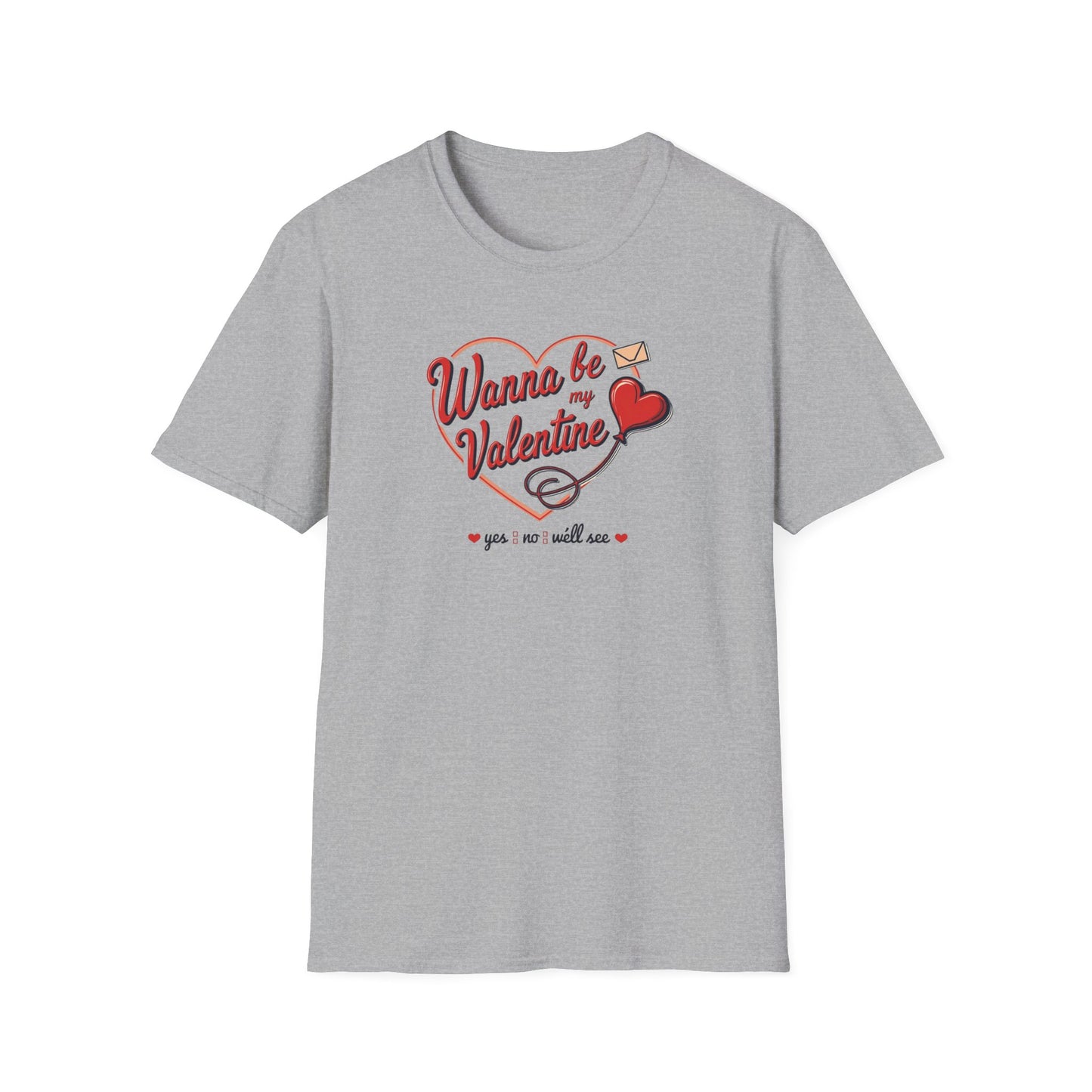 Valentine "Wanna Be My Valentine" T-Shirt - Cute Heart & Love Letter Tee
