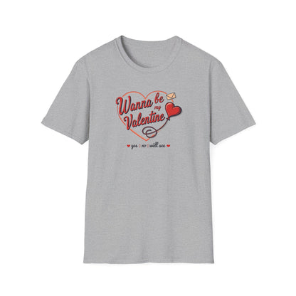 Valentine "Wanna Be My Valentine" T-Shirt - Cute Heart & Love Letter Tee