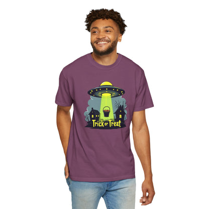 Halloween UFO Trick or Treat T-Shirt — Alien Abduction Spooky Tee