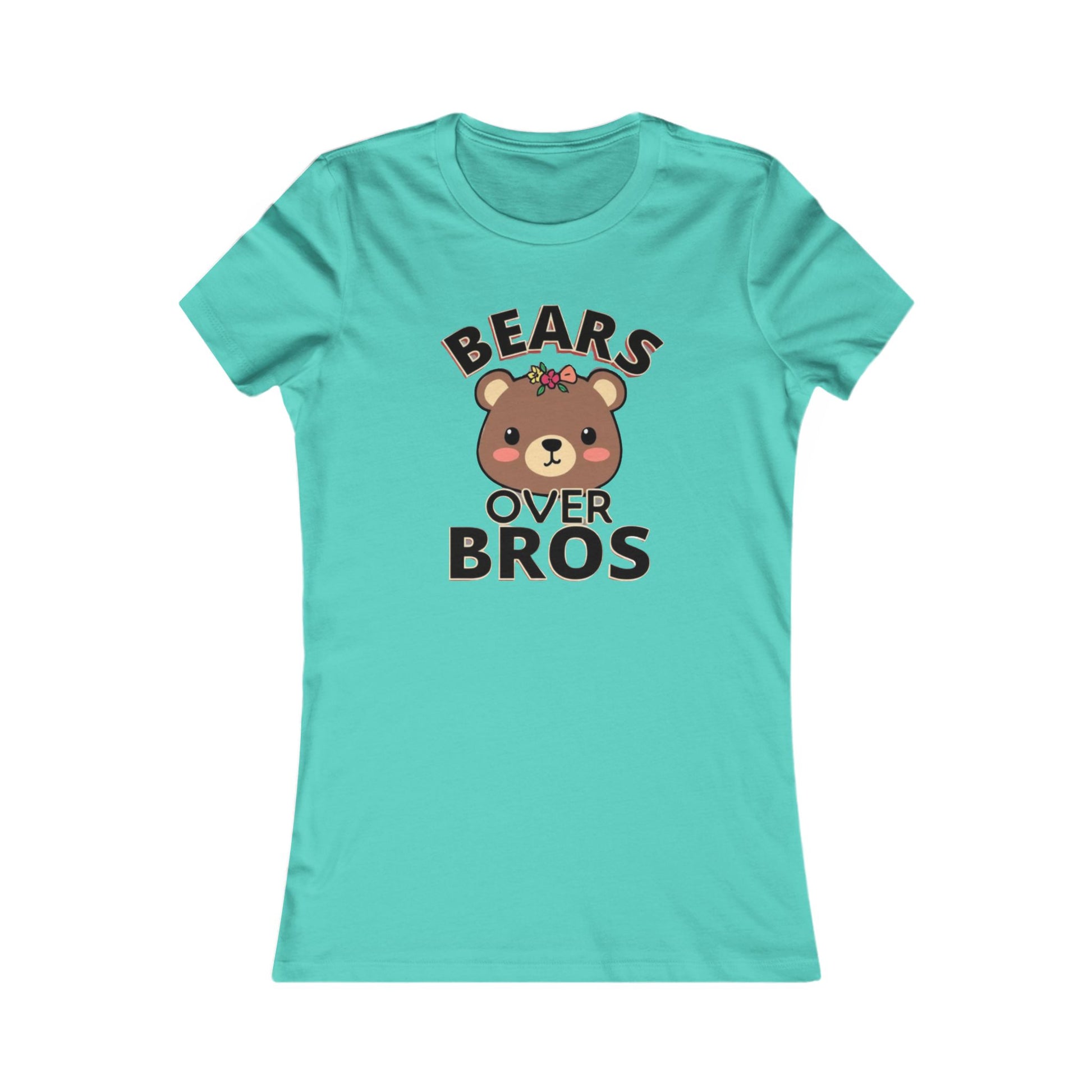 Bears over Bros tee shirt, Cute Bear Graphic Women's Tee - Fun Gift for Animal Lovers, Birthday, Casual Wear, Trendy Apparel, Gift for Her - Psychonaut Swag