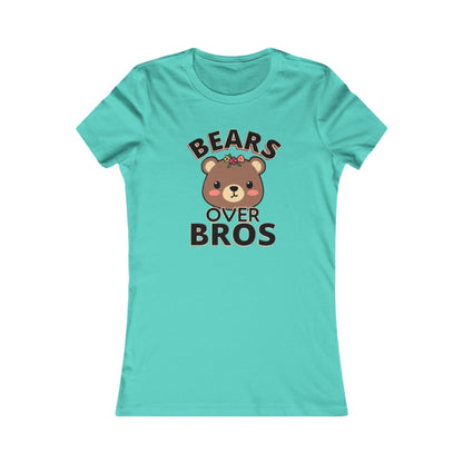 Bears over Bros tee shirt, Cute Bear Graphic Women's Tee - Fun Gift for Animal Lovers, Birthday, Casual Wear, Trendy Apparel, Gift for Her - Psychonaut Swag
