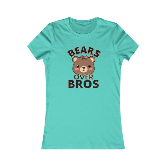 Bears over Bros tee shirt, Cute Bear Graphic Women's Tee - Fun Gift for Animal Lovers, Birthday, Casual Wear, Trendy Apparel, Gift for Her - Psychonaut Swag