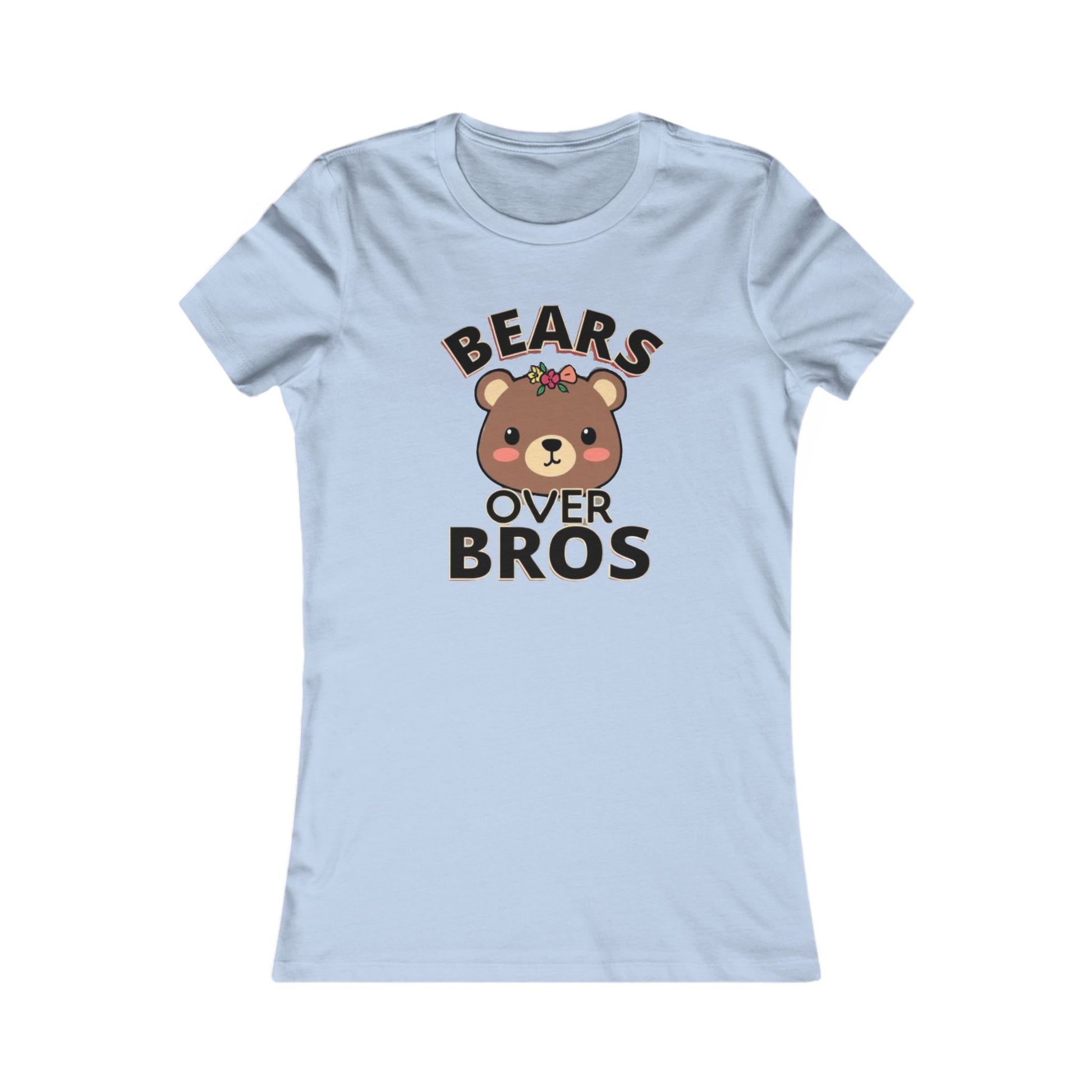 Bears over Bros tee shirt, Cute Bear Graphic Women's Tee - Fun Gift for Animal Lovers, Birthday, Casual Wear, Trendy Apparel, Gift for Her - Psychonaut Swag