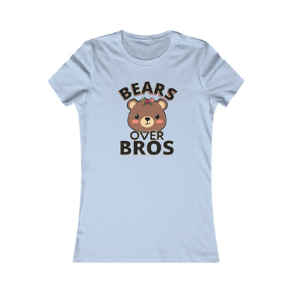 Bears over Bros tee shirt, Cute Bear Graphic Women's Tee - Fun Gift for Animal Lovers, Birthday, Casual Wear, Trendy Apparel, Gift for Her - Psychonaut Swag