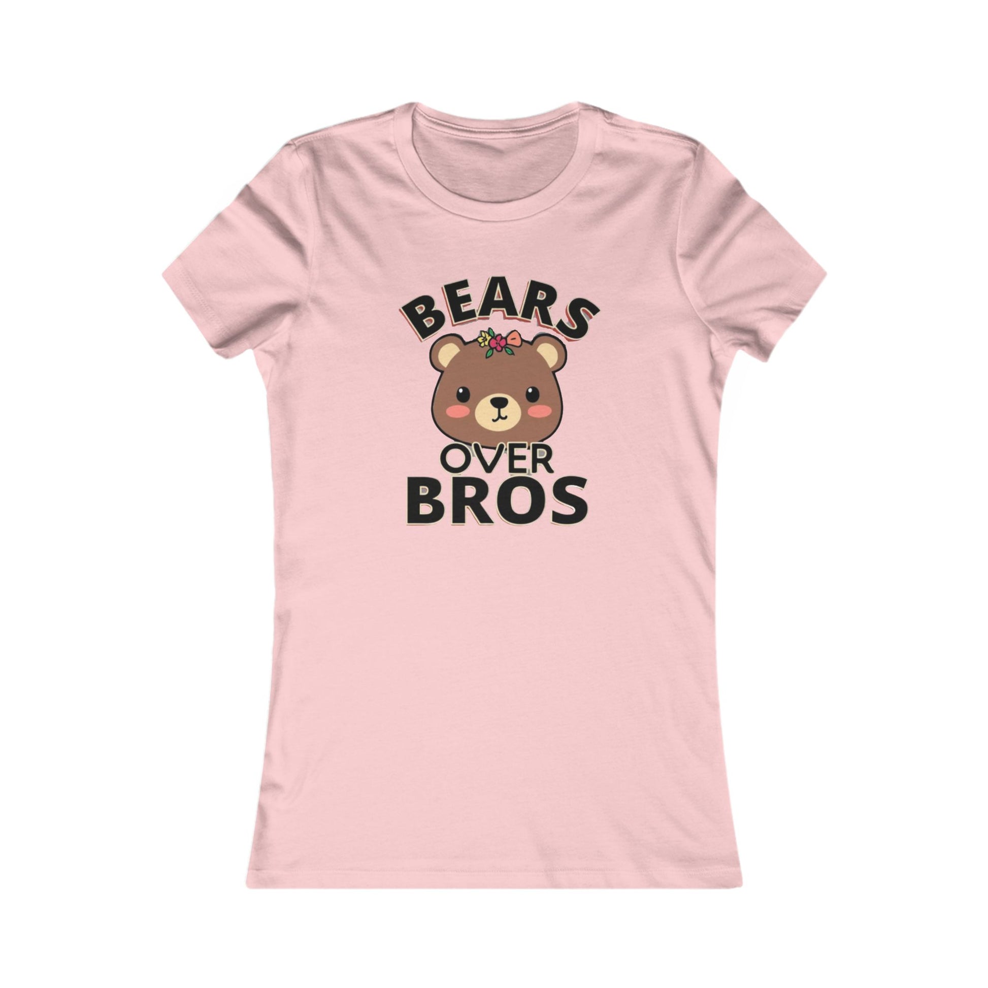 Bears over Bros tee shirt, Cute Bear Graphic Women's Tee - Fun Gift for Animal Lovers, Birthday, Casual Wear, Trendy Apparel, Gift for Her - Psychonaut Swag