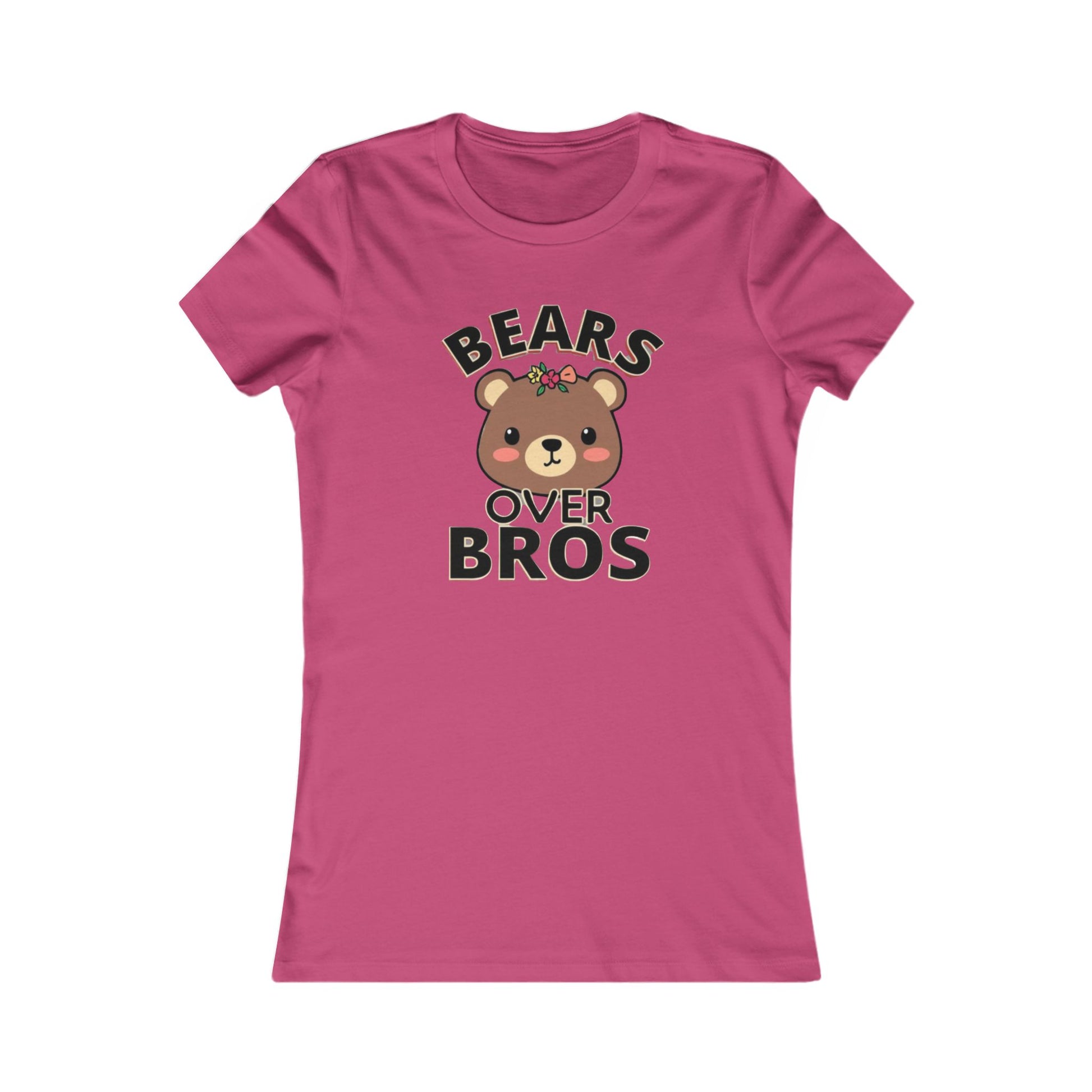 Bears over Bros tee shirt, Cute Bear Graphic Women's Tee - Fun Gift for Animal Lovers, Birthday, Casual Wear, Trendy Apparel, Gift for Her - Psychonaut Swag
