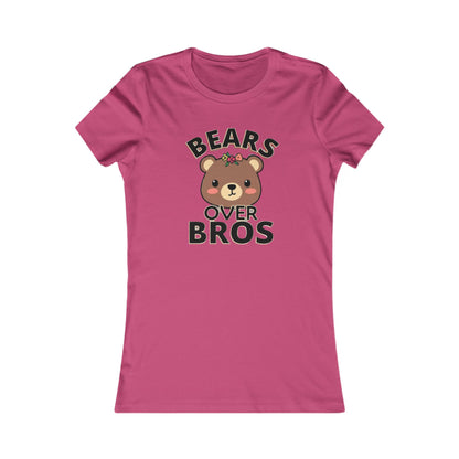 Bears over Bros tee shirt, Cute Bear Graphic Women's Tee - Fun Gift for Animal Lovers, Birthday, Casual Wear, Trendy Apparel, Gift for Her - Psychonaut Swag