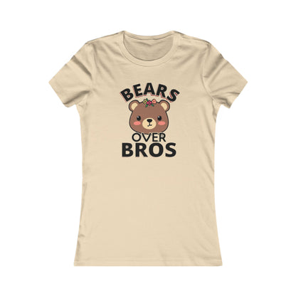 Bears over Bros tee shirt, Cute Bear Graphic Women's Tee - Fun Gift for Animal Lovers, Birthday, Casual Wear, Trendy Apparel, Gift for Her - Psychonaut Swag
