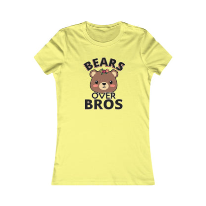 Bears over Bros tee shirt, Cute Bear Graphic Women's Tee - Fun Gift for Animal Lovers, Birthday, Casual Wear, Trendy Apparel, Gift for Her - Psychonaut Swag