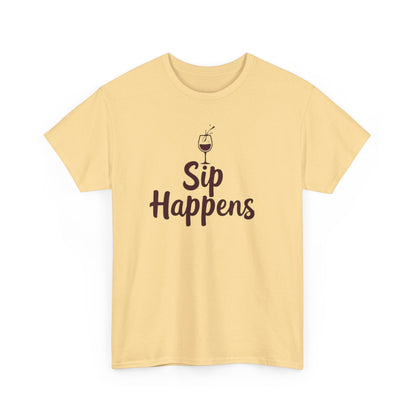 Sip Happens Unisex Heavy Cotton Tee - Funny Graphic Shirt, Casual Wear, Gift for Coffee Lovers, Everyday Comfort, Birthday Party T-Shirt - Psychonaut Swag