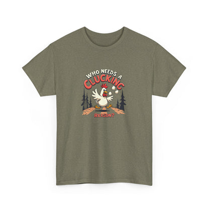 Funny Chicken Crossing Road, Themed Unisex Heavy Cotton Tee - "Who Needs a Clucking Reason?" - Psychonaut Swag