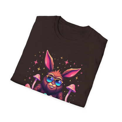 Easter Bunny Sasquatch T-Shirt — Colorful Psychedelic Bunny with Egg Basket
