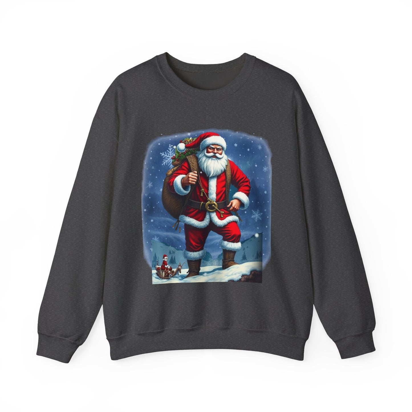 Santa Snow Hike, Graphic Sweatshirt – Vintage Holiday Christmas Crewneck