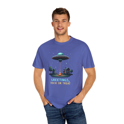 Halloween Alien Greetings T-Shirt, Unisex T-Shirt, Funny Halloween Tee, Trick or Treat Shirt, Spooky Season Apparel, Gift for [...]