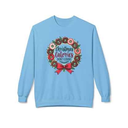 Christmas calories don’t count, Unisex Midweight Softstyle Fleece Crewneck Sweatshirt