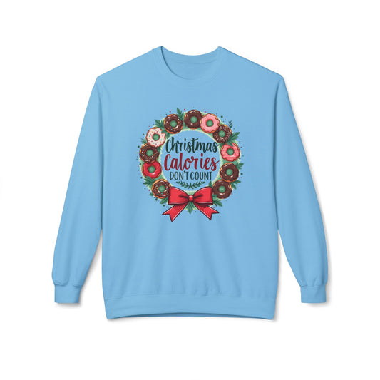Christmas calories don’t count, Unisex Midweight Softstyle Fleece Crewneck Sweatshirt