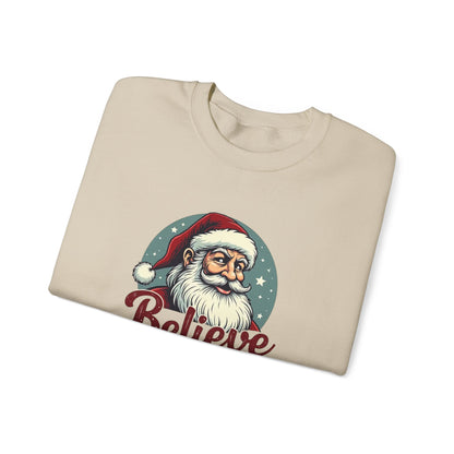 Believe Santa Crewneck Sweatshirt — Vintage Christmas Holiday Sweatshirt