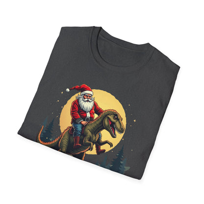Santa Riding T-Rex T-Shirt — Funny Christmas Dino Tee