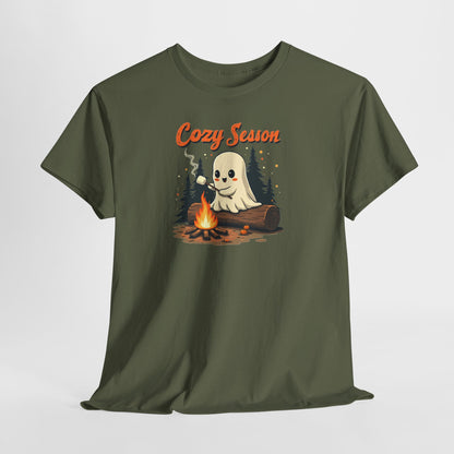 Cozy Season Tee — Cute Ghost Campfire Halloween T-Shirt