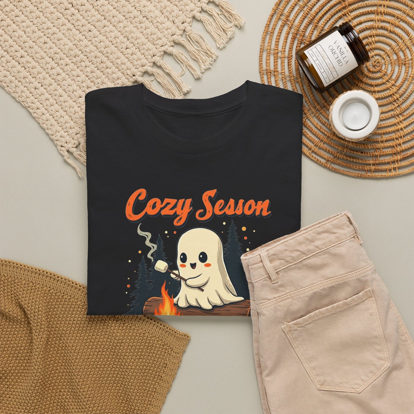 Cozy Season Tee — Cute Ghost Campfire Halloween T-Shirt