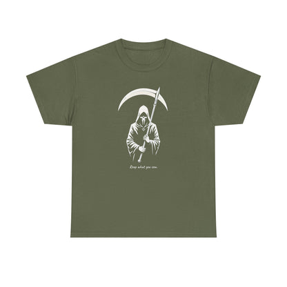 Grim Reaper Scythe T-Shirt — "Reap what you sew” Goth Graphic Tee