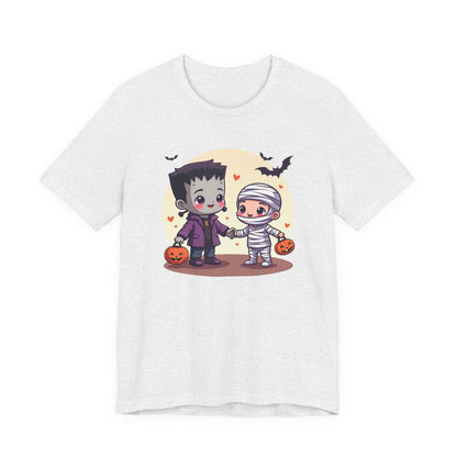 Cute Halloween Kids Tee — Frankenstein & Mummy Trick-or-Treat Graphic Shirt