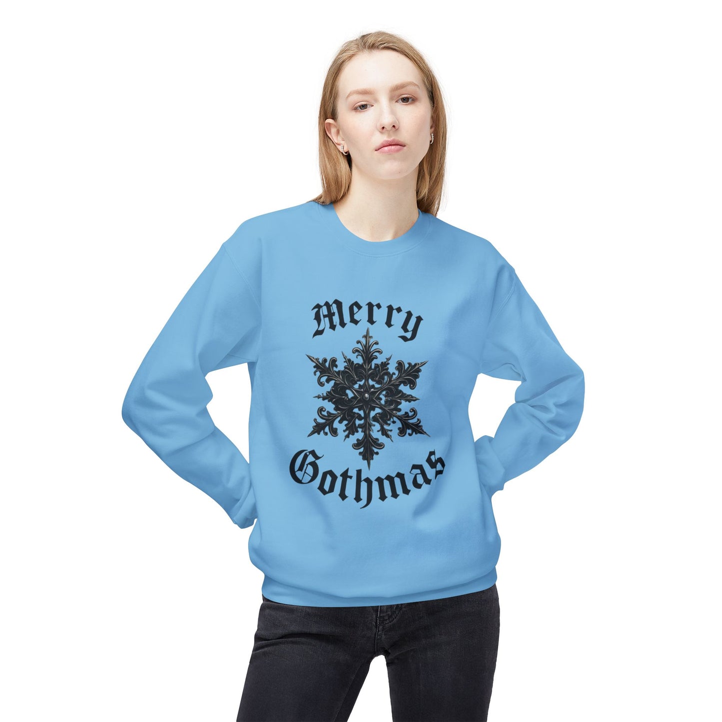 Gothic 'Merry Gothmas' Snowflake Crewneck Sweatshirt