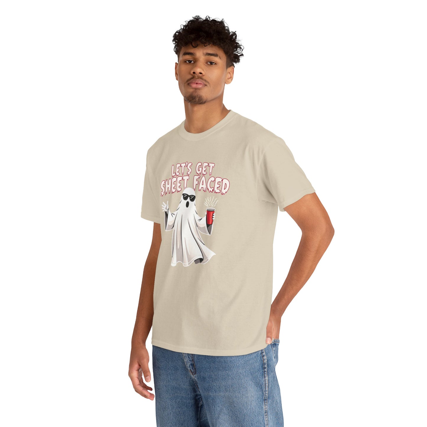 Let's Get Sheet Faced Ghost T‑Shirt — Funny Halloween Party Tee