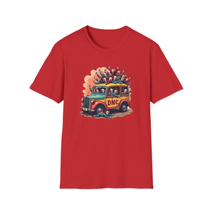 Clown Car, Cartoon Bus 'DNC' Graphic Tee | Political Satire Casual Top