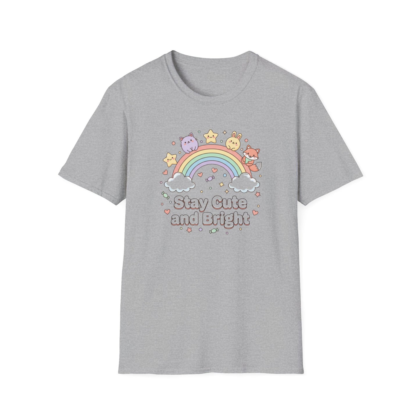 Stay Cute and Bright Rainbow T-Shirt — Kawaii Animal Graphic Tee