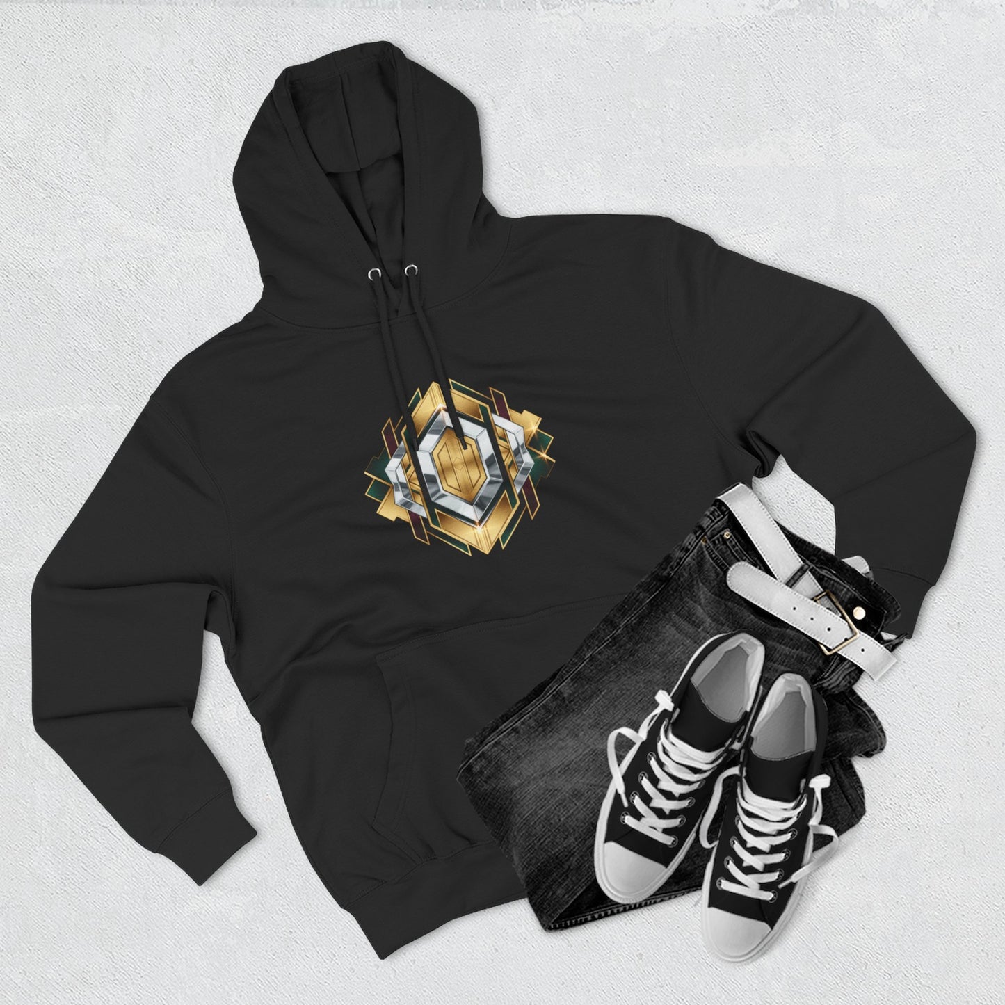 Geometric Gold Crest Hoodie