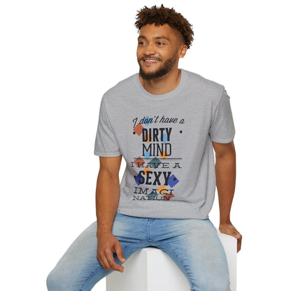 Graphic Tee — "I Don't Have a Dirty Mind, I Have a Sexy Imagination" Retro Geometric Design
