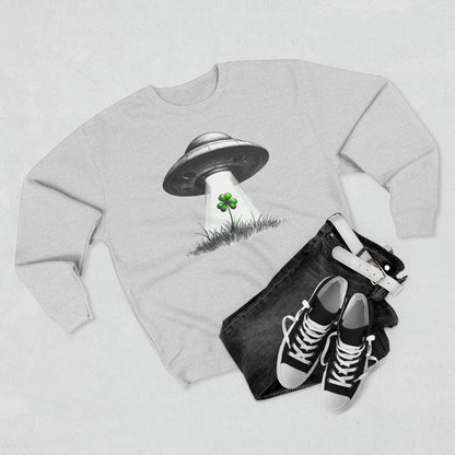 St. Patrick’s UFO Clover Sweatshirt — Alien Abduction Shamrock Crewneck