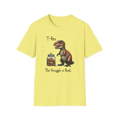 Funny T-Rex, The Struggle is real, T-Shirt, Dinosaur Gift, Unisex Apparel, Quirky Graphic Tee, Perfect for Birthdays and Parties - Psychonaut Swag