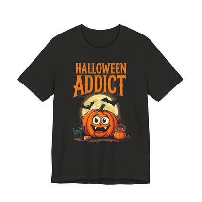 Halloween Addict Tee | Unisex Short Sleeve T-Shirt, Fun Halloween Apparel, Pumpkin Tee, Spooky Season Shirt, Gift for Halloween Lovers - Psychonaut Swag