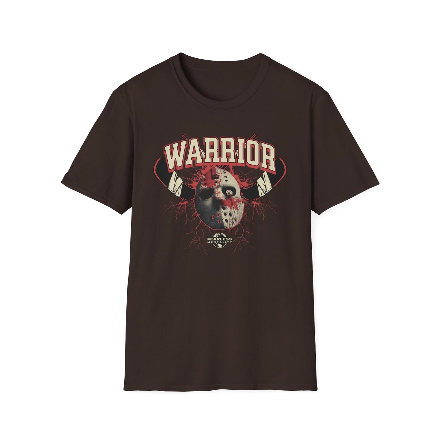 Warrior Hockey Mask T-Shirt — Vintage Sports Skull Design