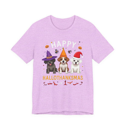 Holiday Trifecta tee, Funny Halloween T-Shirt for Parties, Unisex Short Sleeve Tee, Spooky Holiday Apparel, Gift for Halloween Lovers