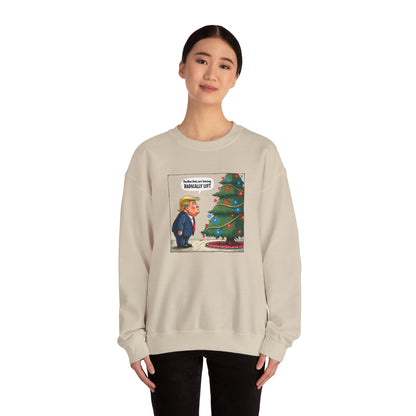 Political Christmas Tree Sweatshirt — "Radically Lit" Holiday Cartoon Crewneck