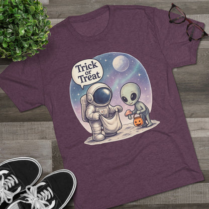 Space Trick or Treat Crew Tee, Halloween T-Shirt, Space Theme Shirt, Unisex Graphic Tee, Fun Costume Tee, Gift for Space Lovers