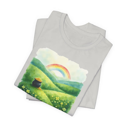 Rainbow with pot of gold, Unisex Jersey Short Sleeve Tee