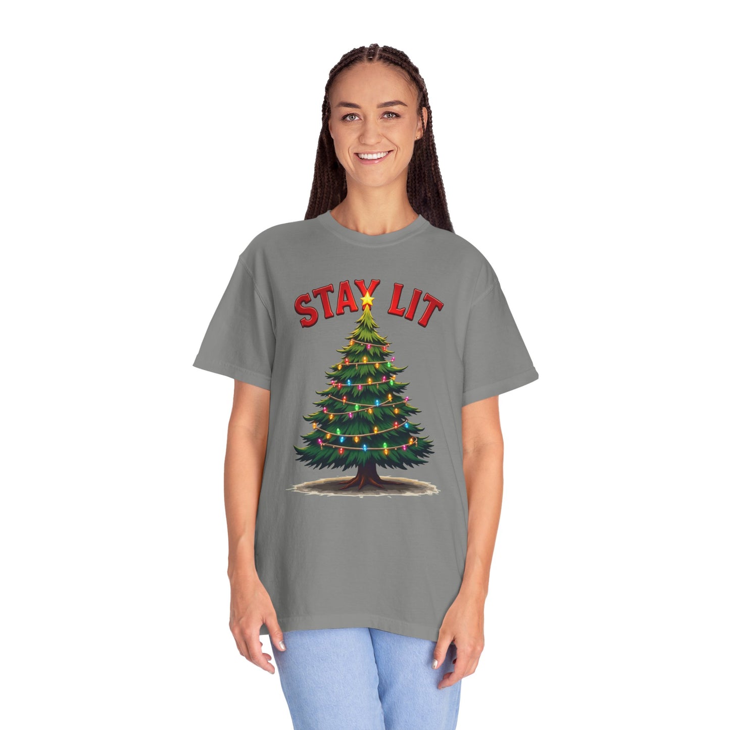 Stay Lit Christmas T-Shirt — Festive Holiday Tree Graphic Tee