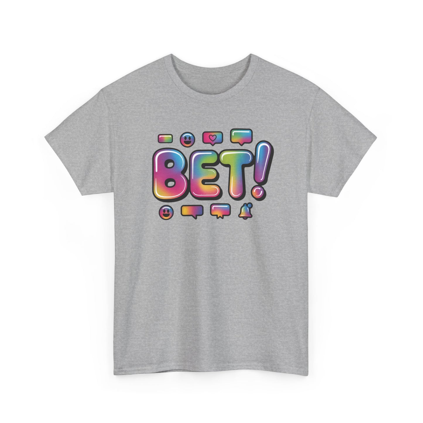Bet! Colorful Speech Bubble Graphic Tee — Casual Youth Streetwear T-Shirt