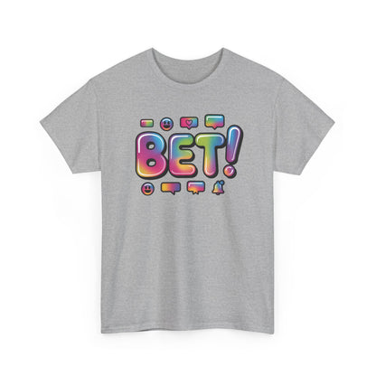 Bet! Colorful Speech Bubble Graphic Tee — Casual Youth Streetwear T-Shirt