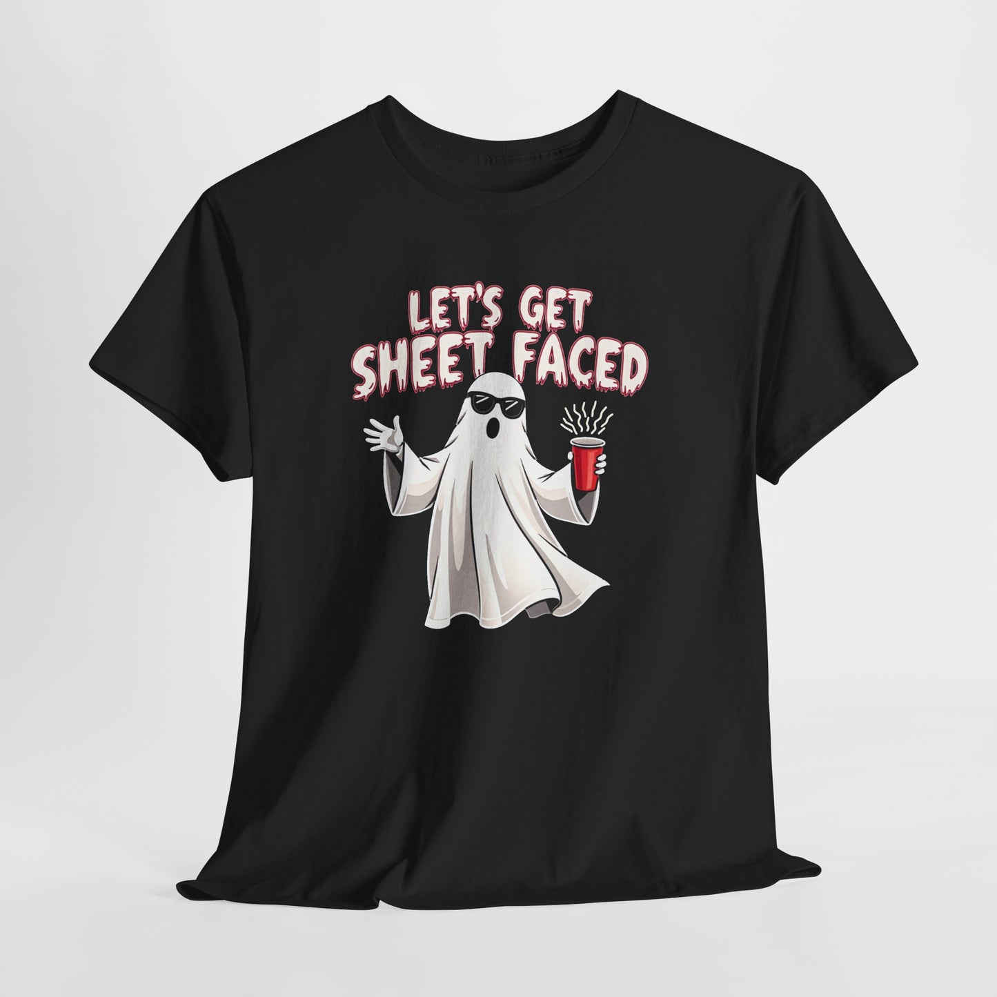 Let's Get Sheet Faced Ghost T‑Shirt — Funny Halloween Party Tee